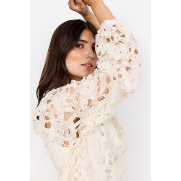 NWT SOYA CONCEPT PAJA 1 Cream Floral Crochet Lace Blouse - Picture 5 of 11